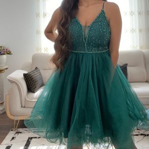 Puffy Emerald Green Party Dress